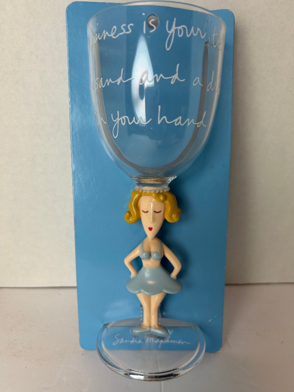 3D Sandra Magsamen Art Plastic Drinking Glass Goblet Blond Sexy Girl whimsy